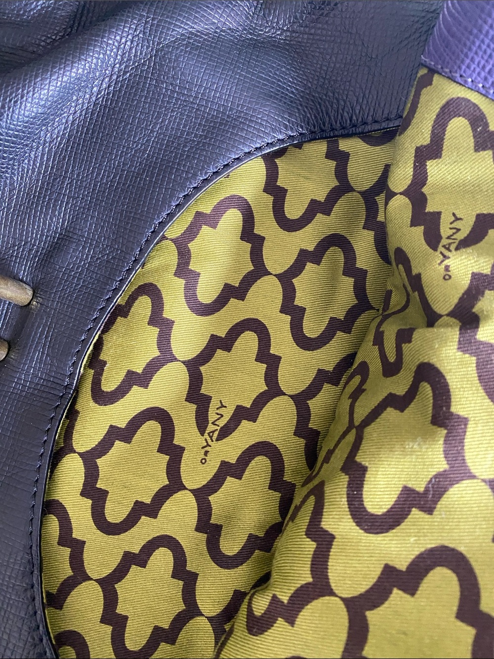 Black and Purple Leather Shoulder Bag with Gold Hardware - Picture 5 of 6